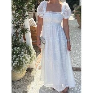 Caroline Constas Viral White Patchwork Organza Dress  Size M NWT